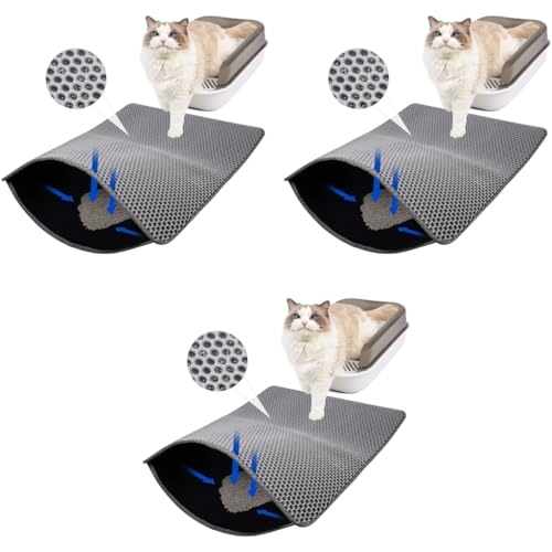 Qpets® Cat Litter Mat 15.7 x 23.6 inches 40 x 60cm Double Layer Open Edge Design Waterproof EVA Material Durable Washable for Cats Box Tray Grey 3 PCS Qpets® Cat Litter Mat 15.7 x 23.6 inches 40 x 60cm Double Layer Open Edge Design Waterproof EVA Material Durable Washable for Cats Box Tray Grey 3 PCS